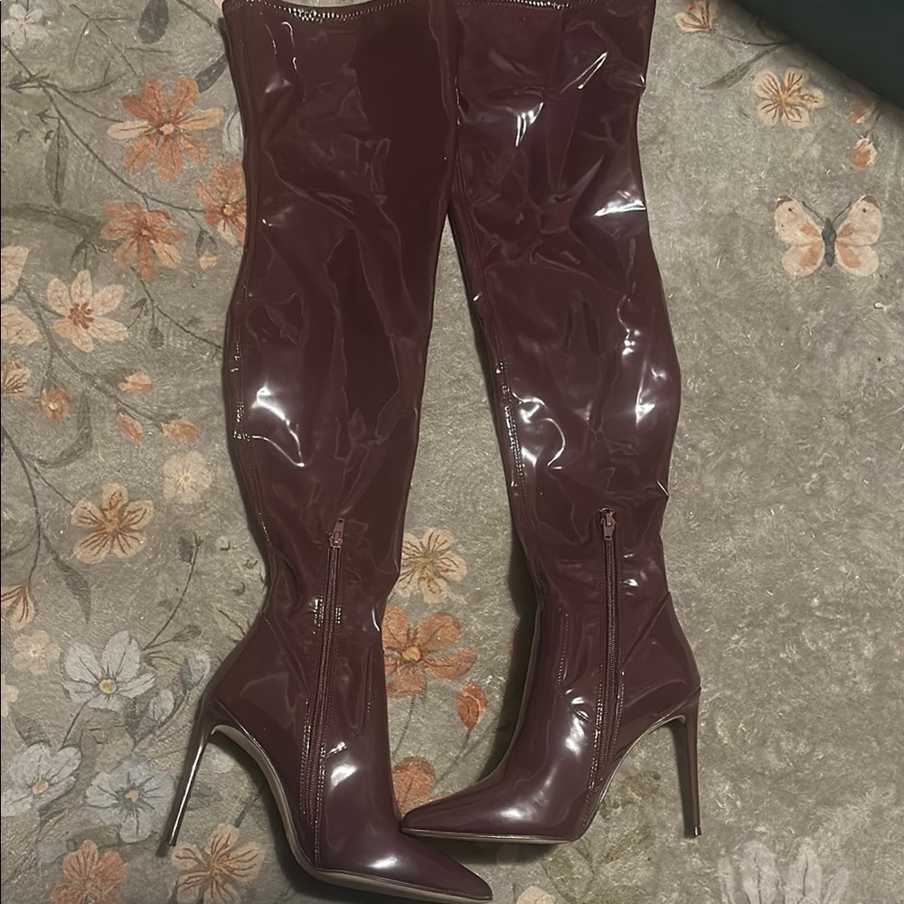 Women's Burgundy High Heel Boots